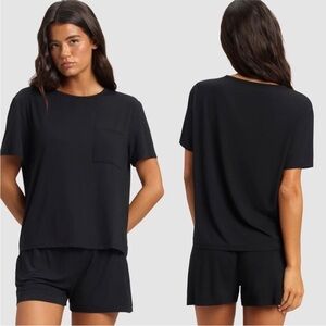 Cozy Earth Bamboo Stretch-Knit Lounge Tee | Medium M Black